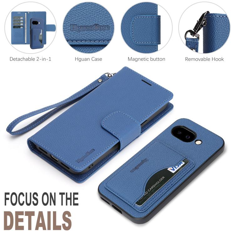 For Google Pixel 9a Retro Litchi Texture Vegan Leather Magnetic Wallet Phone Case with Wrist Strap
