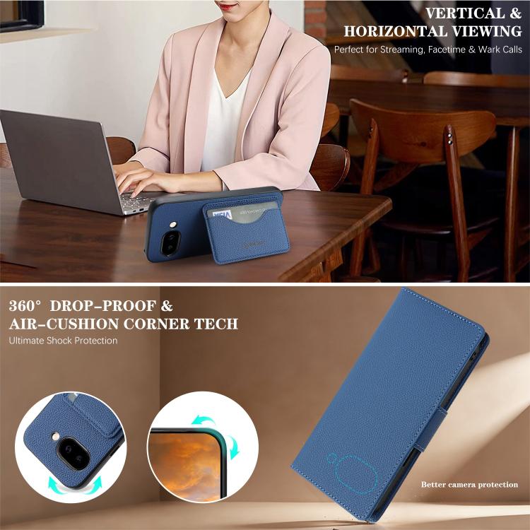 For Google Pixel 9a Retro Litchi Texture Vegan Leather Magnetic Wallet Phone Case with Wrist Strap