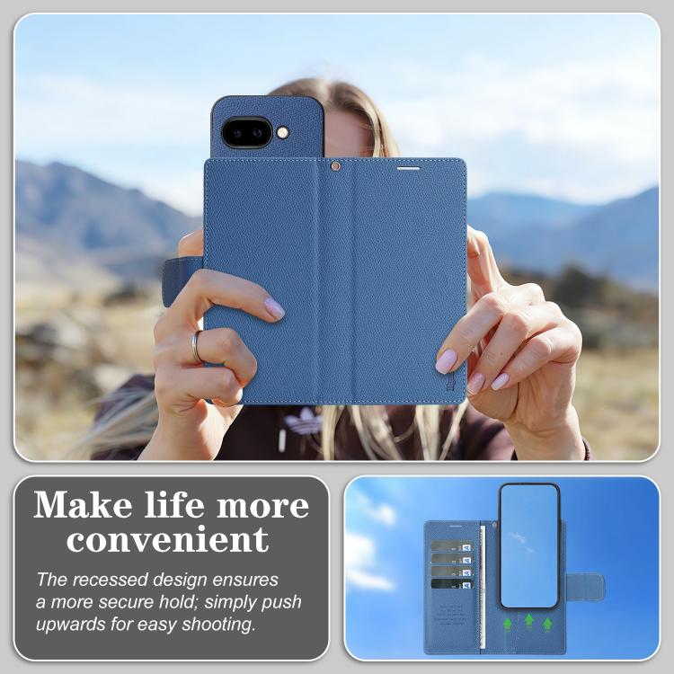 For Google Pixel 9a Retro Litchi Texture Vegan Leather Magnetic Wallet Phone Case with Wrist Strap