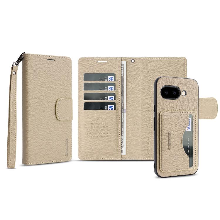 For Google Pixel 9a Retro Litchi Texture Vegan Leather Magnetic Wallet Phone Case with Wrist Strap