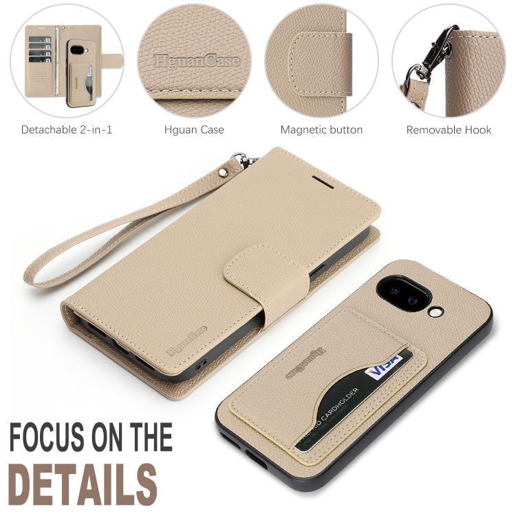 For Google Pixel 9a Retro Litchi Texture Vegan Leather Magnetic Wallet Phone Case with Wrist Strap