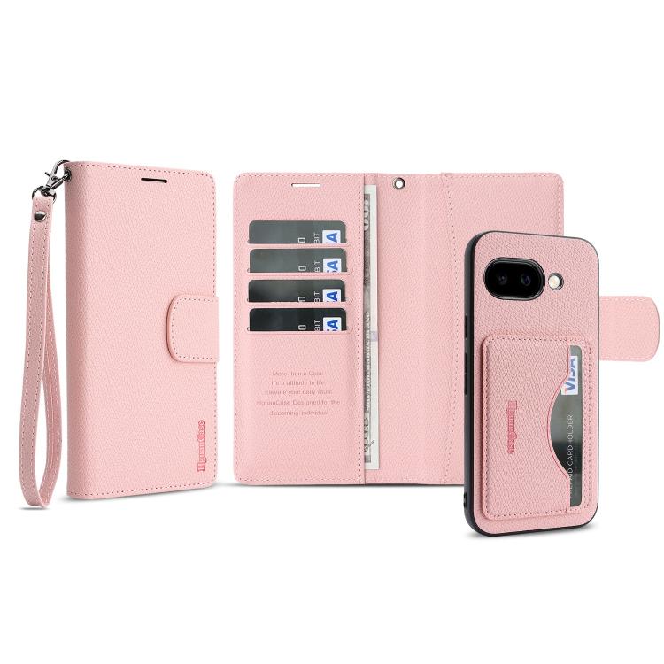For Google Pixel 9a Retro Litchi Texture Vegan Leather Magnetic Wallet Phone Case with Wrist Strap