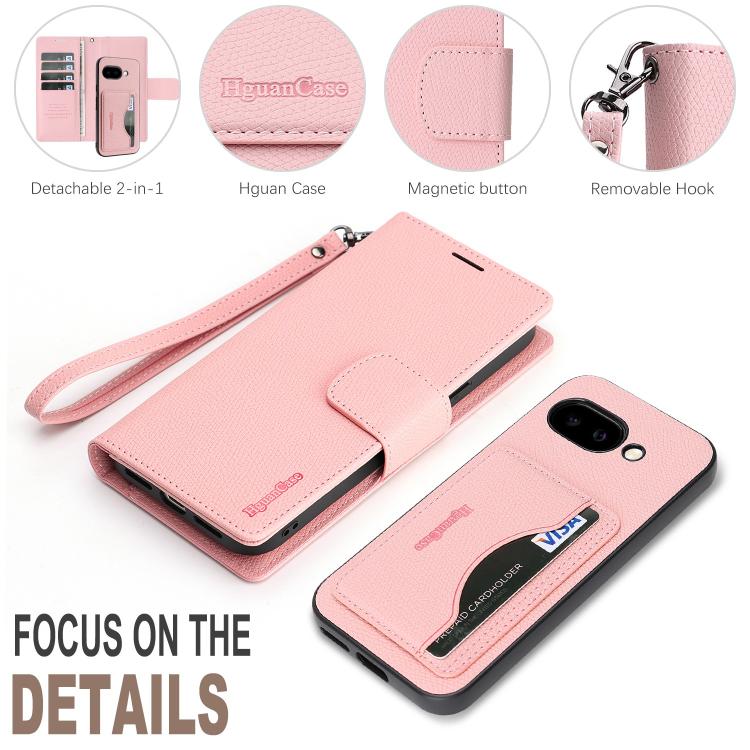 For Google Pixel 9a Retro Litchi Texture Vegan Leather Magnetic Wallet Phone Case with Wrist Strap