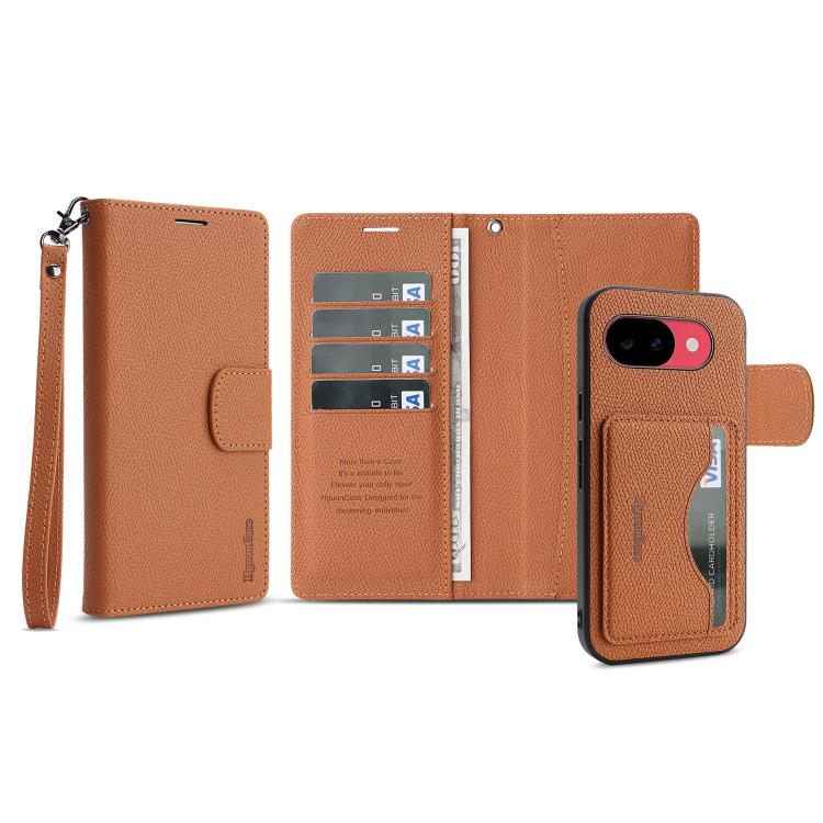 For Google Pixel 10a Retro Litchi Texture Vegan Leather Magnetic Wallet Phone Case with Wrist Strap