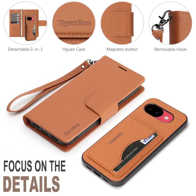 For Google Pixel 10a Retro Litchi Texture Vegan Leather Magnetic Wallet Phone Case with Wrist Strap