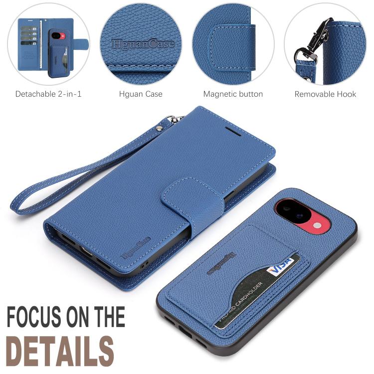 For Google Pixel 10a Retro Litchi Texture Vegan Leather Magnetic Wallet Phone Case with Wrist Strap