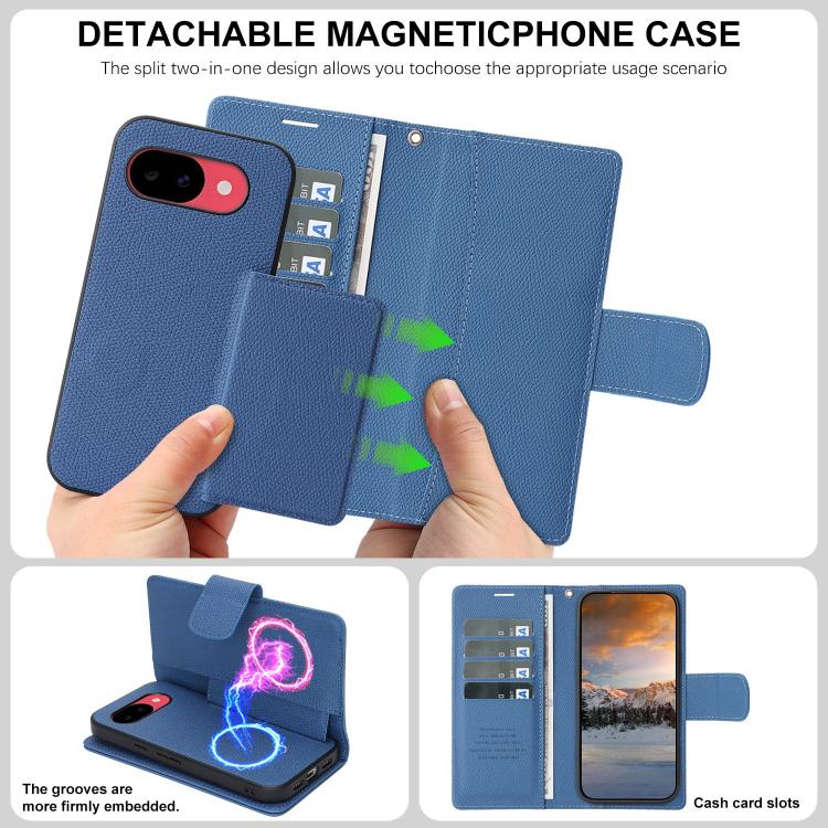 For Google Pixel 10a Retro Litchi Texture Vegan Leather Magnetic Wallet Phone Case with Wrist Strap