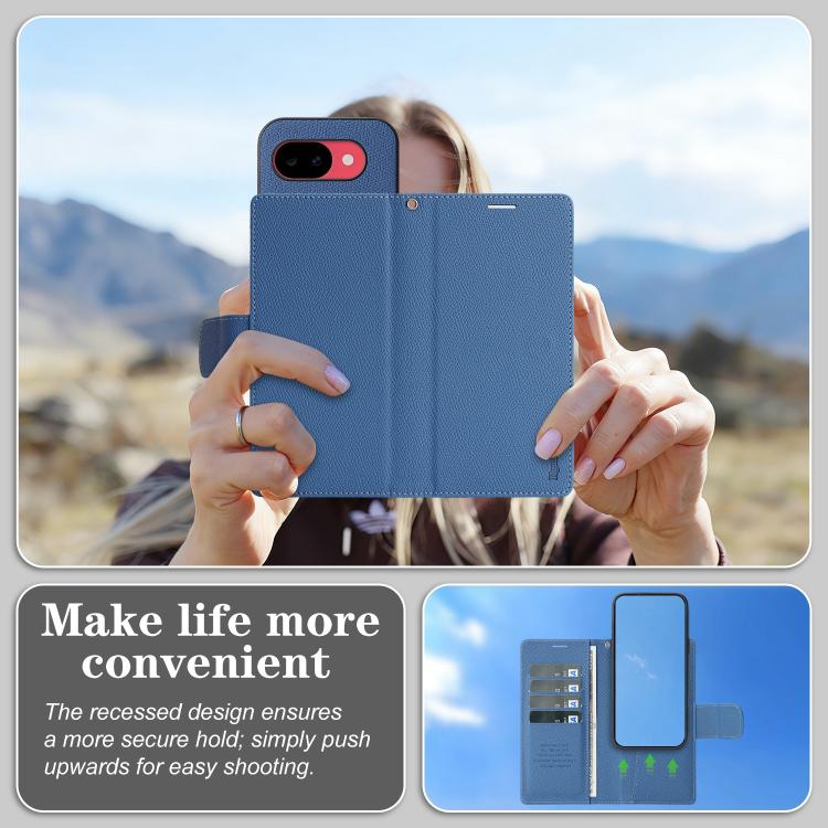 For Google Pixel 10a Retro Litchi Texture Vegan Leather Magnetic Wallet Phone Case with Wrist Strap