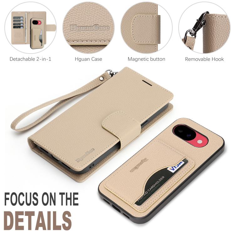 For Google Pixel 10a Retro Litchi Texture Vegan Leather Magnetic Wallet Phone Case with Wrist Strap