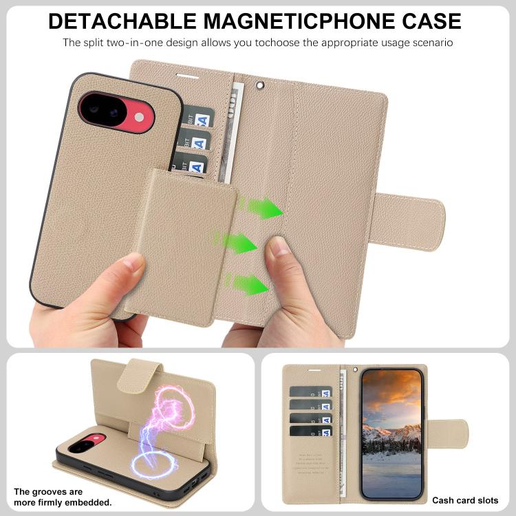 For Google Pixel 10a Retro Litchi Texture Vegan Leather Magnetic Wallet Phone Case with Wrist Strap