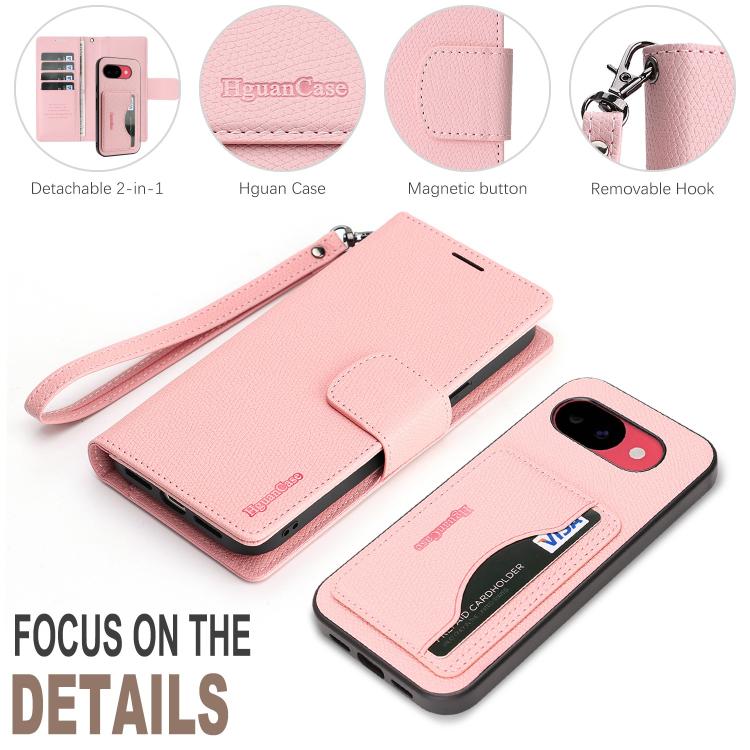 For Google Pixel 10a Retro Litchi Texture Vegan Leather Magnetic Wallet Phone Case with Wrist Strap