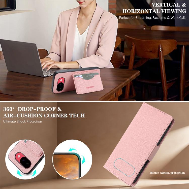 For Google Pixel 10a Retro Litchi Texture Vegan Leather Magnetic Wallet Phone Case with Wrist Strap
