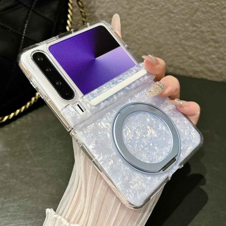 For Huawei Pura X Gilded Shell Pattern Axial Magnetic Phone Case with 360 Holder