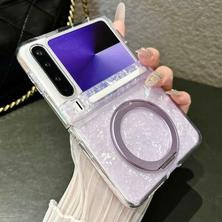 For Huawei Pura X Gilded Shell Pattern Axial Magnetic Phone Case with 360 Holder