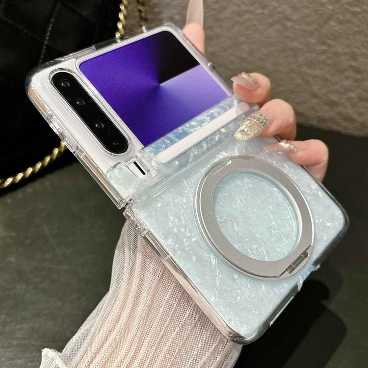 For Huawei Pura X Gilded Shell Pattern Axial Magnetic Phone Case with 360 Holder