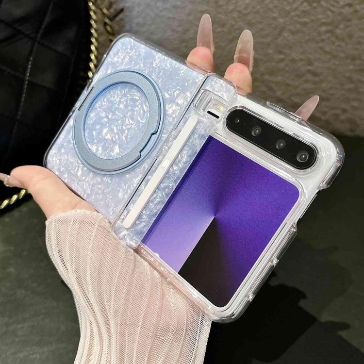 For Huawei Pura X Gilded Shell Pattern Axial Magnetic Phone Case with 360 Holder