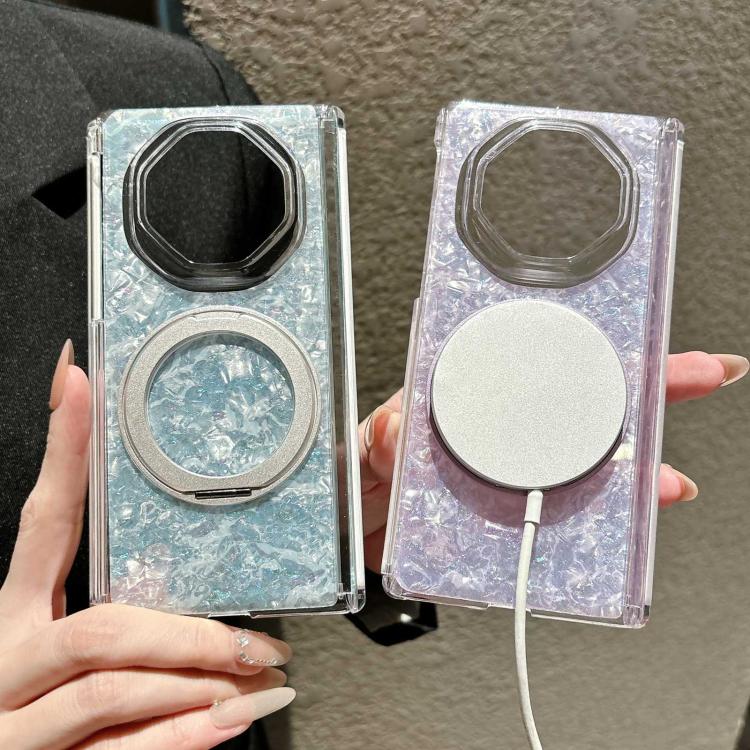 For Huawei Mate XT Ultimate Design Gilded Shell Pattern Axial Magnetic Phone Case with 360 Holder