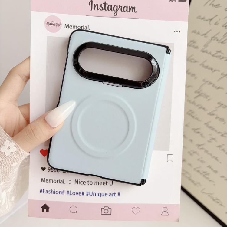 For Huawei Pura X Max Integrated Magnetic Axis Solid Color Leather Texture Phone Case with Magnetic Ring