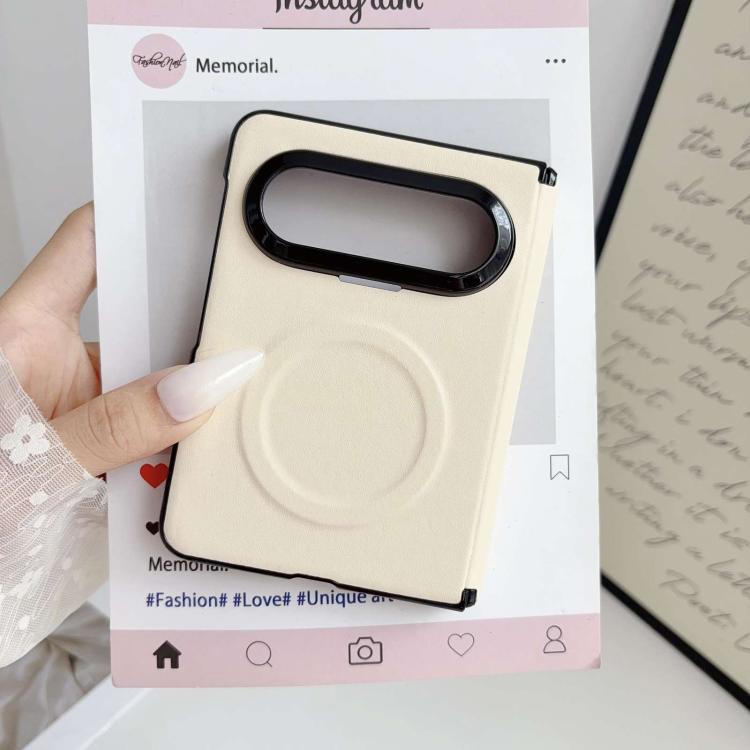 For Huawei Pura X Max Integrated Magnetic Axis Solid Color Leather Texture Phone Case with Magnetic Ring
