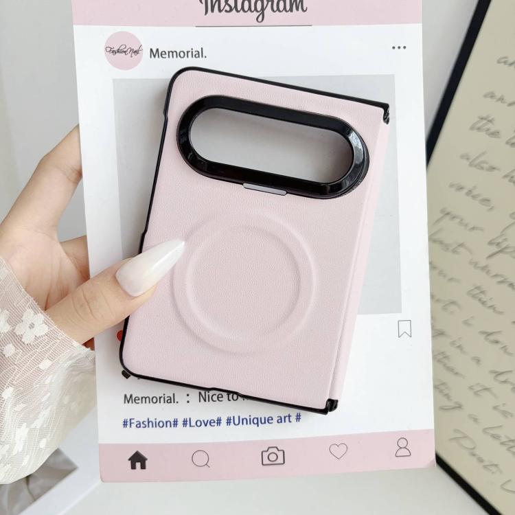 For Huawei Pura X Max Integrated Magnetic Axis Solid Color Leather Texture Phone Case with Magnetic Ring