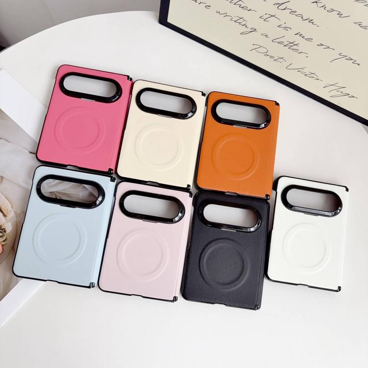 For Huawei Pura X Max Integrated Magnetic Axis Solid Color Leather Texture Phone Case with Magnetic Ring