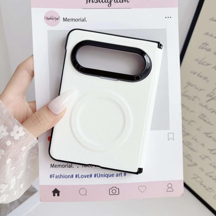 For Huawei Pura X Max Integrated Magnetic Axis Solid Color Leather Texture Phone Case with Magnetic Ring
