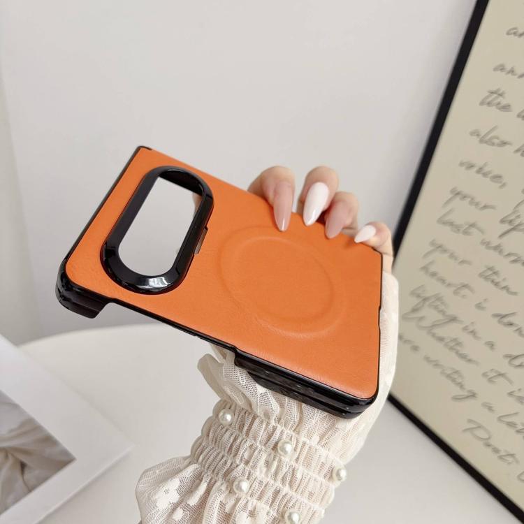 For Huawei Pura X Max Integrated Magnetic Axis Solid Color Leather Texture Phone Case with Magnetic Ring