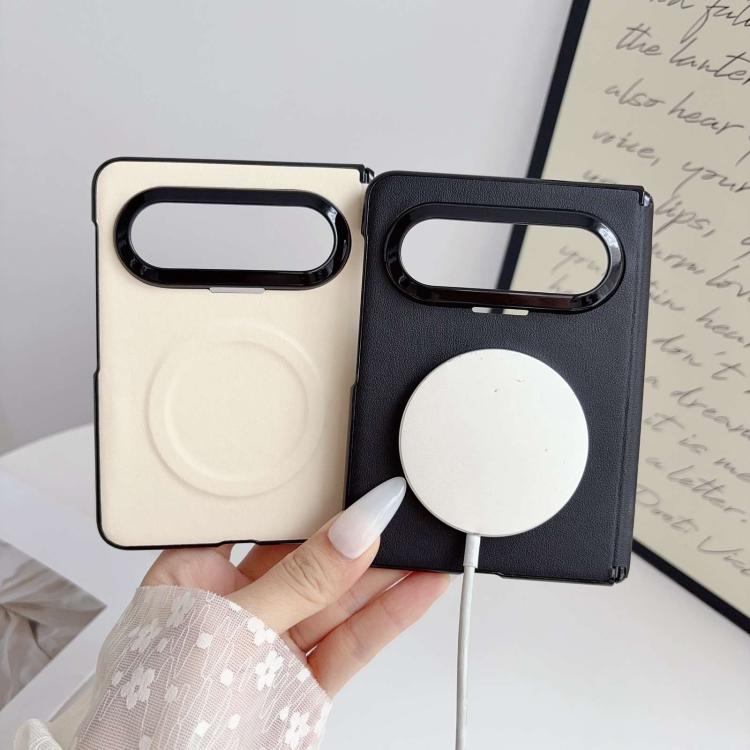 For Huawei Pura X Max Integrated Magnetic Axis Solid Color Leather Texture Phone Case with Magnetic Ring