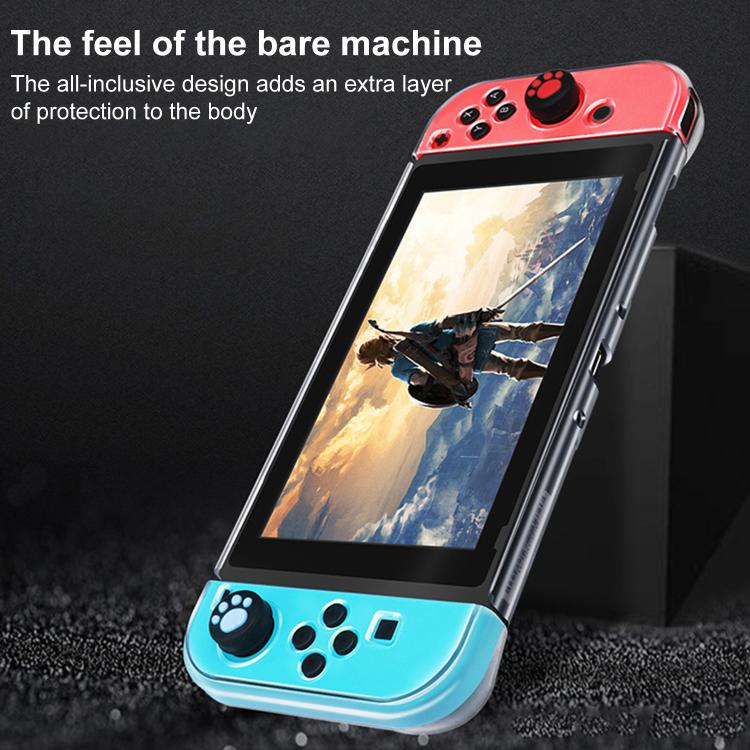 For Nintendo Switch OLED XDcase Separable PC Crystal Case & Tempered Glass Film & Joystick Caps Set - Transparent