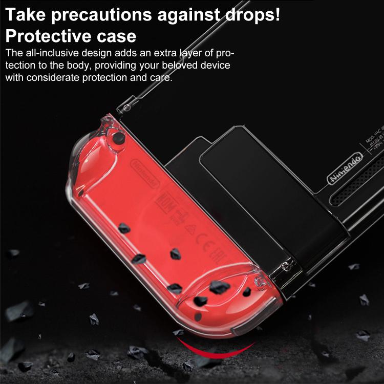 For Nintendo Switch XDcase Separable PC Crystal Case & Tempered Glass Film & Joystick Caps Set - Transparent
