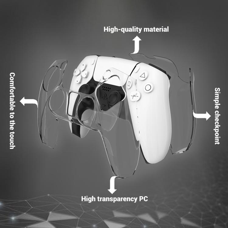 For Sony PS5 XDcase 2pcs Game Controller Split Crystal PC Protective Case - Transparent Black
