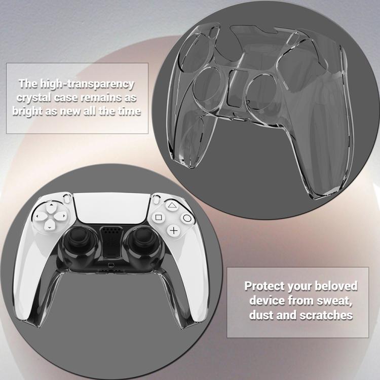 For Sony PS5 XDcase 2pcs Game Controller Split Crystal PC Protective Case - Transparent Black