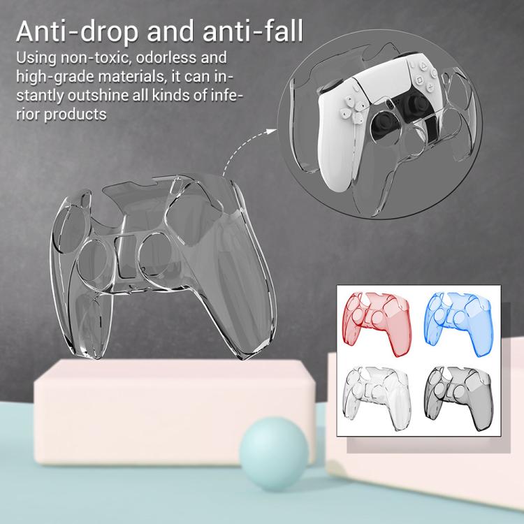 For Sony PS5 XDcase 2pcs Game Controller Split Crystal PC Protective Case - Transparent Black