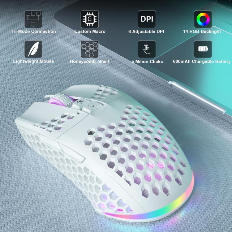 SOLAKAKA SM600 Hollowed Out RGB Tri-mode Wireless Gaming Mouse