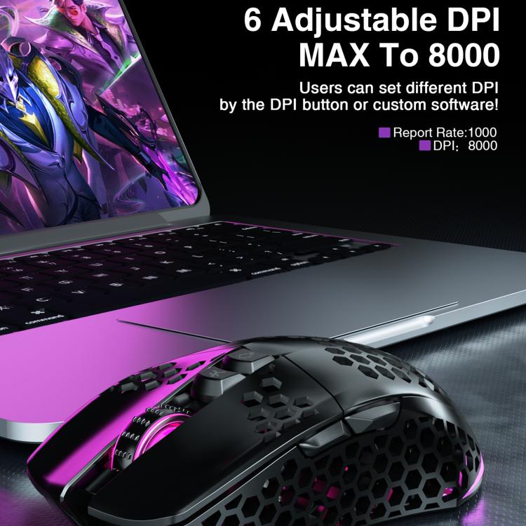 SOLAKAKA SM600 Hollowed Out RGB Tri-mode Wireless Gaming Mouse