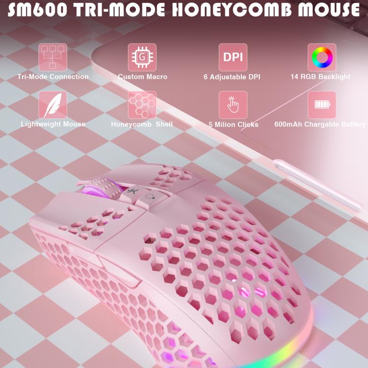 SOLAKAKA SM600 Hollowed Out RGB Tri-mode Wireless Gaming Mouse
