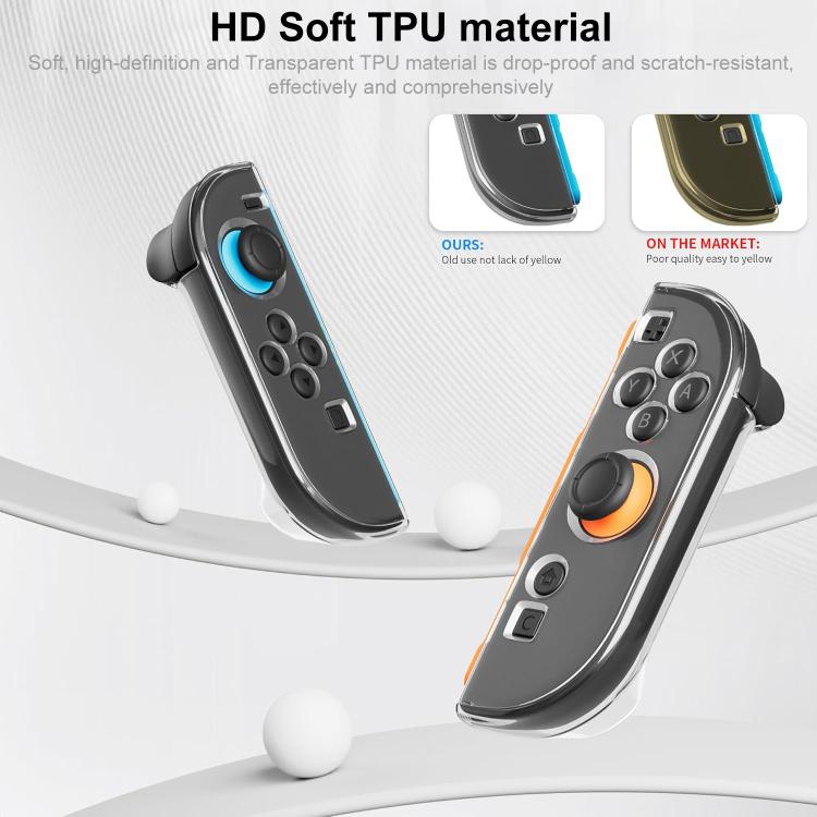 For Nintendo Switch / Switch OLED Joy-Con XDcase 1 Pair Clear TPU Protective Case & Joystick Caps Set - Transparent