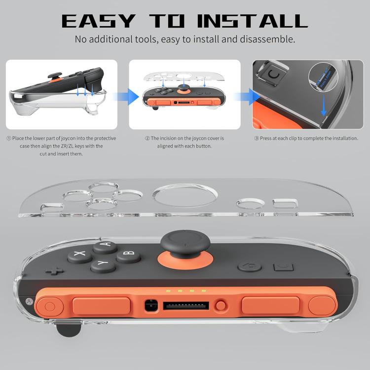 For Nintendo Switch 2 Joy-Con XDcase 1 Pair Crystal PC Protective Case & Joystick Caps Set - Transparent