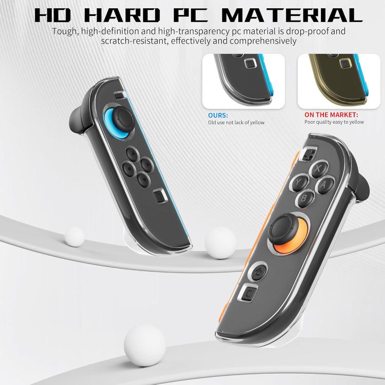 For Nintendo Switch 2 Joy-Con XDcase 1 Pair Crystal PC Protective Case & Joystick Caps Set - Transparent