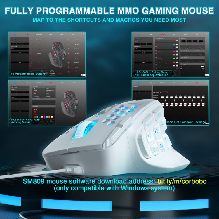 SOLAKAKA SM809 Honeycomb RGB Wired MMO Mouse