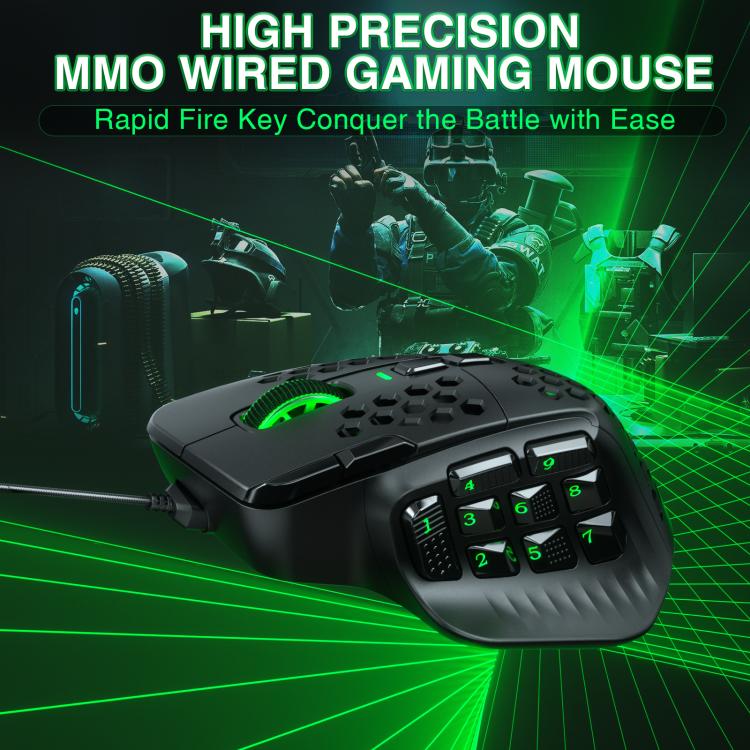 SOLAKAKA SM809 Honeycomb RGB Wired MMO Mouse