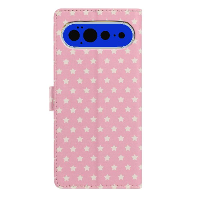 For Google Pixel 11 Pro Star Pattern Magnetic Buckle Vegan Leather Phone Case with Wrist Strap