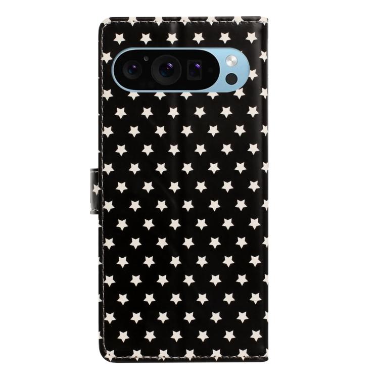 For Google Pixel 9 Pro / 10 Pro Star Pattern Magnetic Buckle Vegan Leather Phone Case with Wrist Strap