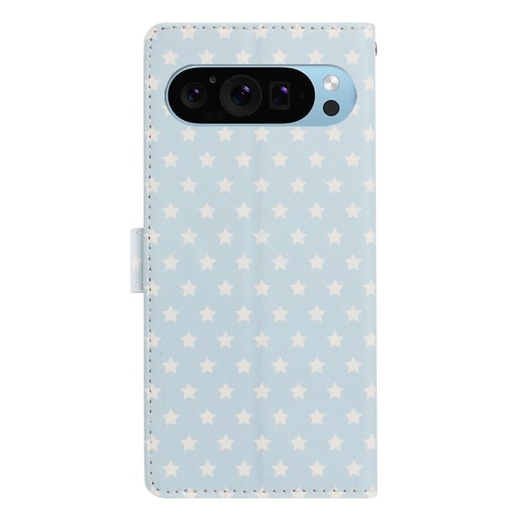 For Google Pixel 9 Pro / 10 Pro Star Pattern Magnetic Buckle Vegan Leather Phone Case with Wrist Strap
