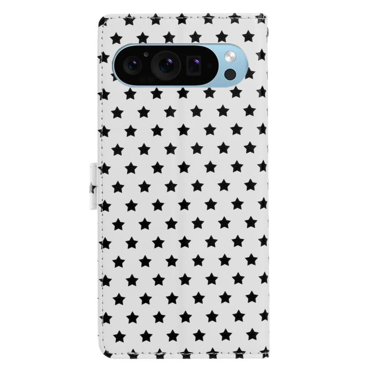 For Google Pixel 9 Pro / 10 Pro Star Pattern Magnetic Buckle Vegan Leather Phone Case with Wrist Strap