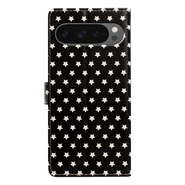 For Google Pixel 10 Pro XL Star Pattern Magnetic Buckle Vegan Leather Phone Case with Wrist Strap
