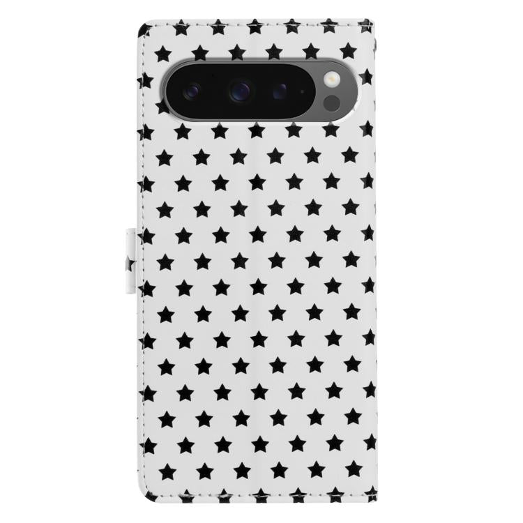 For Google Pixel 10 Pro XL Star Pattern Magnetic Buckle Vegan Leather Phone Case with Wrist Strap