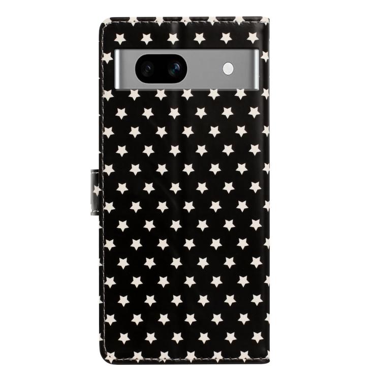 For Google Pixel 7a Star Pattern Magnetic Buckle Vegan Leather Phone Case with Wrist Strap