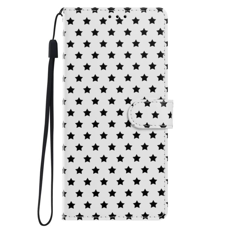 For Google Pixel 7a Star Pattern Magnetic Buckle Vegan Leather Phone Case with Wrist Strap
