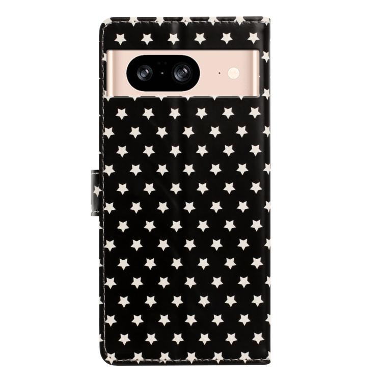 For Google Pixel 8 Star Pattern Magnetic Buckle Vegan Leather Phone Case with Wrist Strap